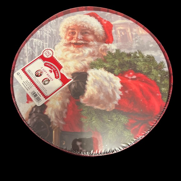 6 LARGE Christmas Gift Boxes, Holiday Cookie Boxes Santa Wreath Buffalo Plaid - Picture 3 of 8